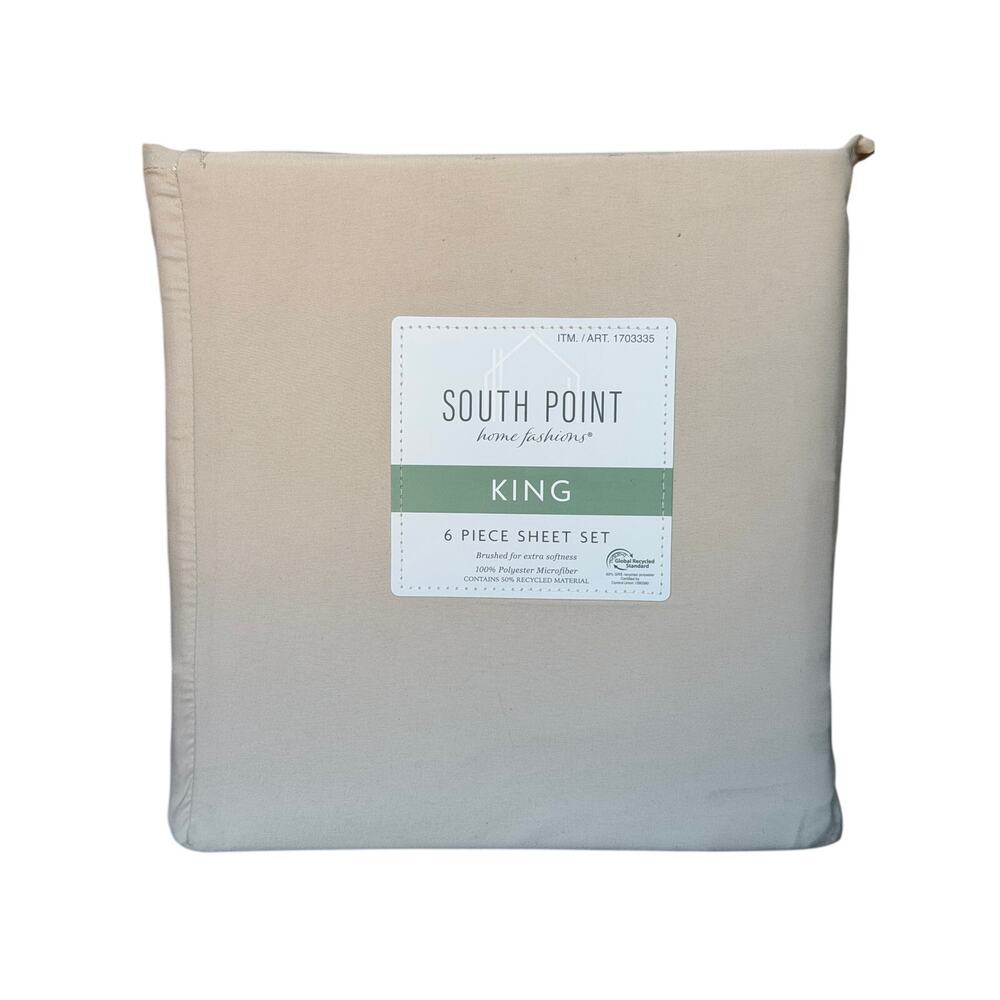 South Point sheets king 6 piece extra soft beige new